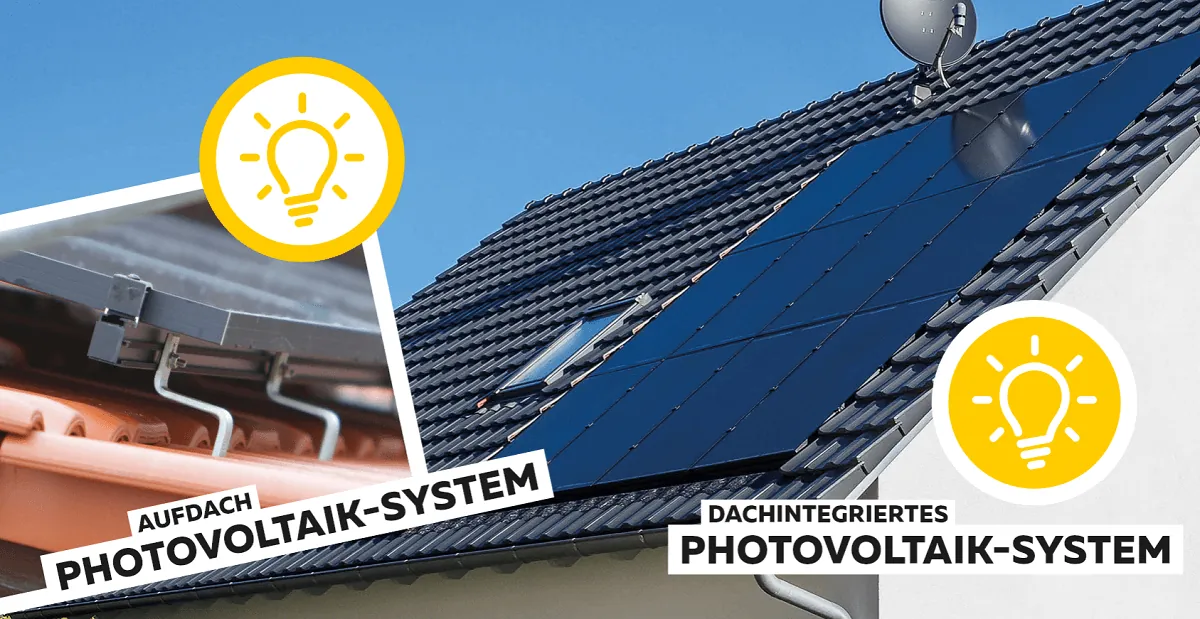 Grafik: Photovoltaik als Aufdach- und als dachintegriertes System